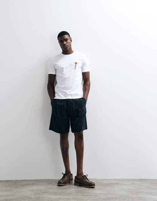 HUGO Red – Vit t-shirt i regular fit med rostryck på bröstet , 5 av 5