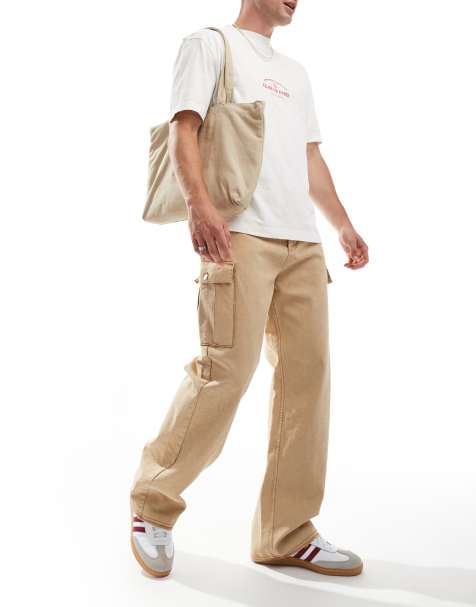 HUGO Red x Les Benjamins - Losvallende cargobroek in beige - view 1
