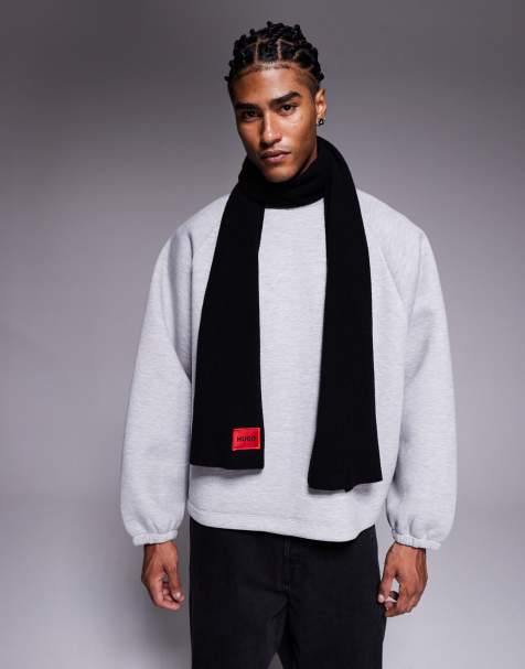 HUGO RED – Zaff – Strickschal in Schwarz mit Logo-Label - view 1