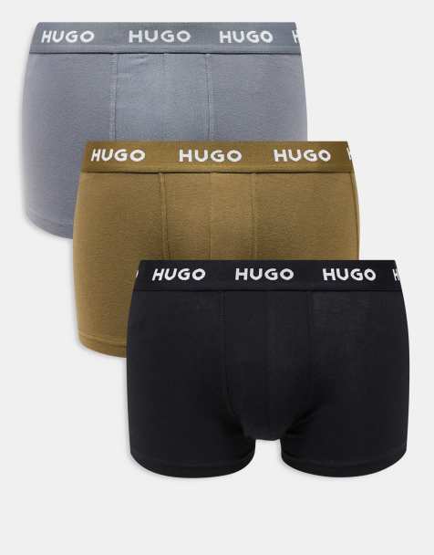 HUGO Red – Zestaw 3 par bokserek w kolorze czarnym, zielonym i szarym - view 1
