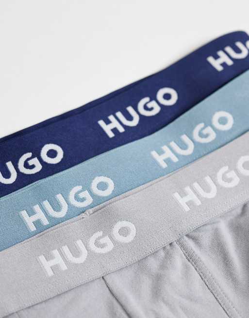 HUGO Red – Zestaw 3 par niebieskich bokserek z logo, 2 z 3