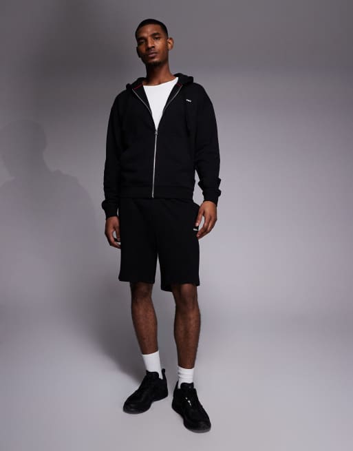 HUGO Red zip up hoodie in dark black, 2 of 5