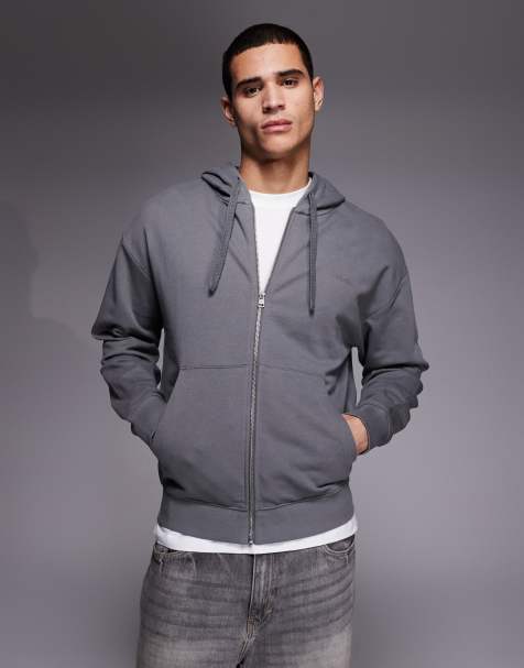 HUGO Red zip up hoodie in dark grey - view 1