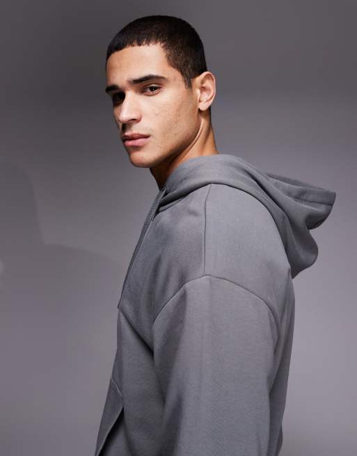 HUGO Red zip up hoodie in dark grey, 4 of 5