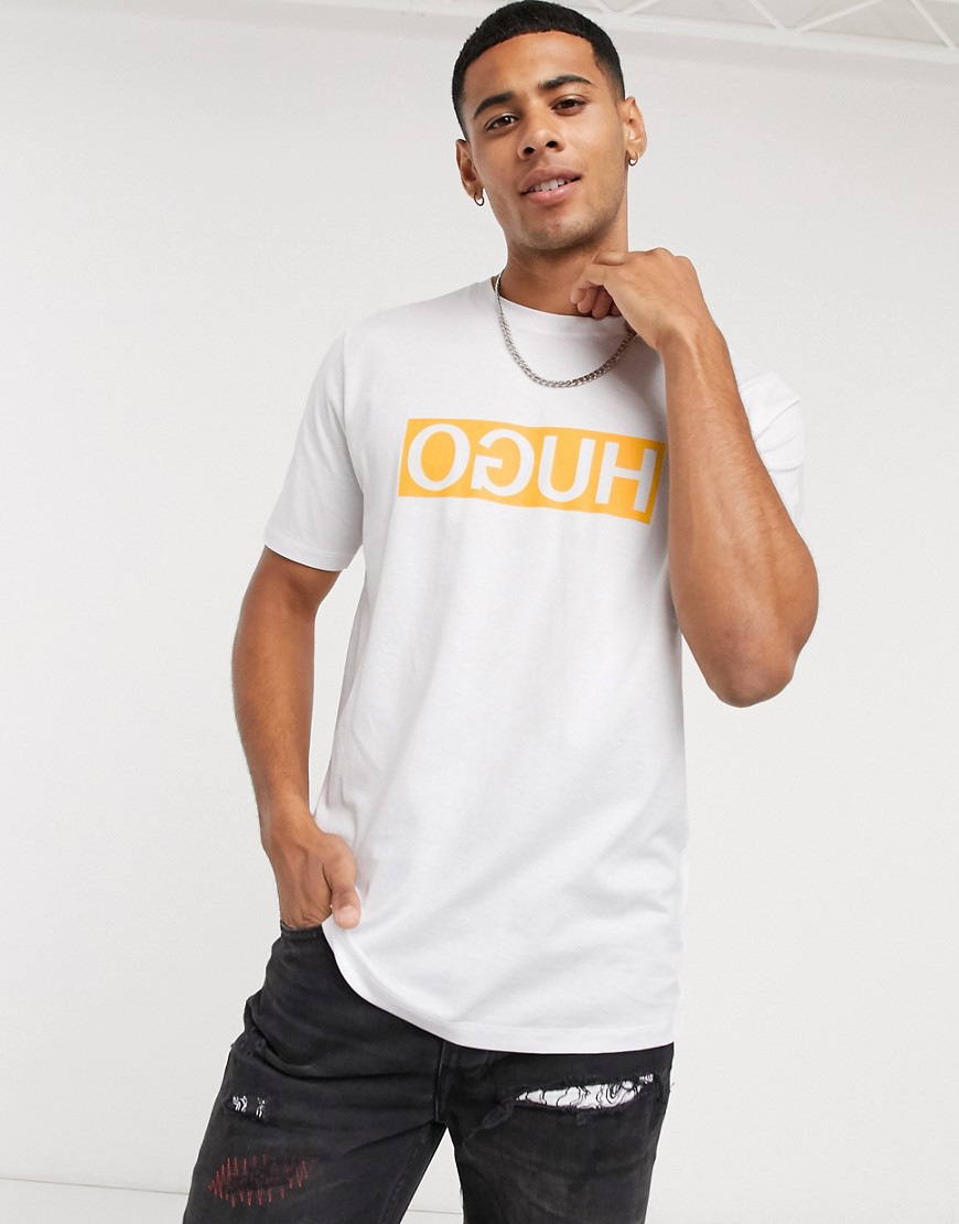 HUGO regular fit t-shirt with reversed logo print in white