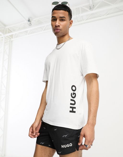 Hugo relaxed beach t shirt in white | ASOS