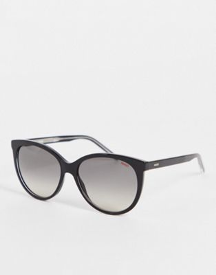 Hugo round sunglasses in black crystal