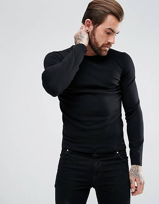 Diplomatie slagader dauw HUGO San Paolo Slim Fit Extra Fine Merino Knitted Sweater in Black | ASOS