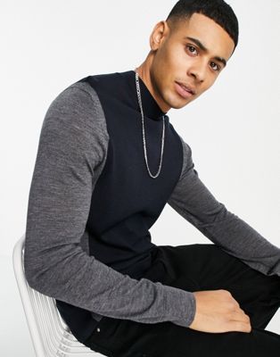 HUGO Seito contrast knitted jumper