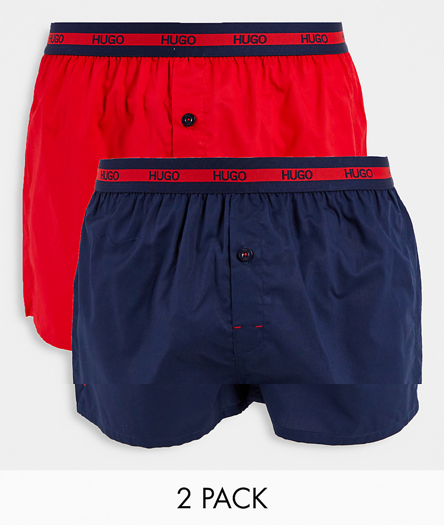 HUGO - Set van 2 boxershorts in rood/marineblauw-Veelkleurig