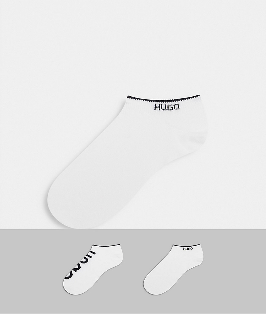 HUGO - Set van 2 paar sneakersokken met logo in wit