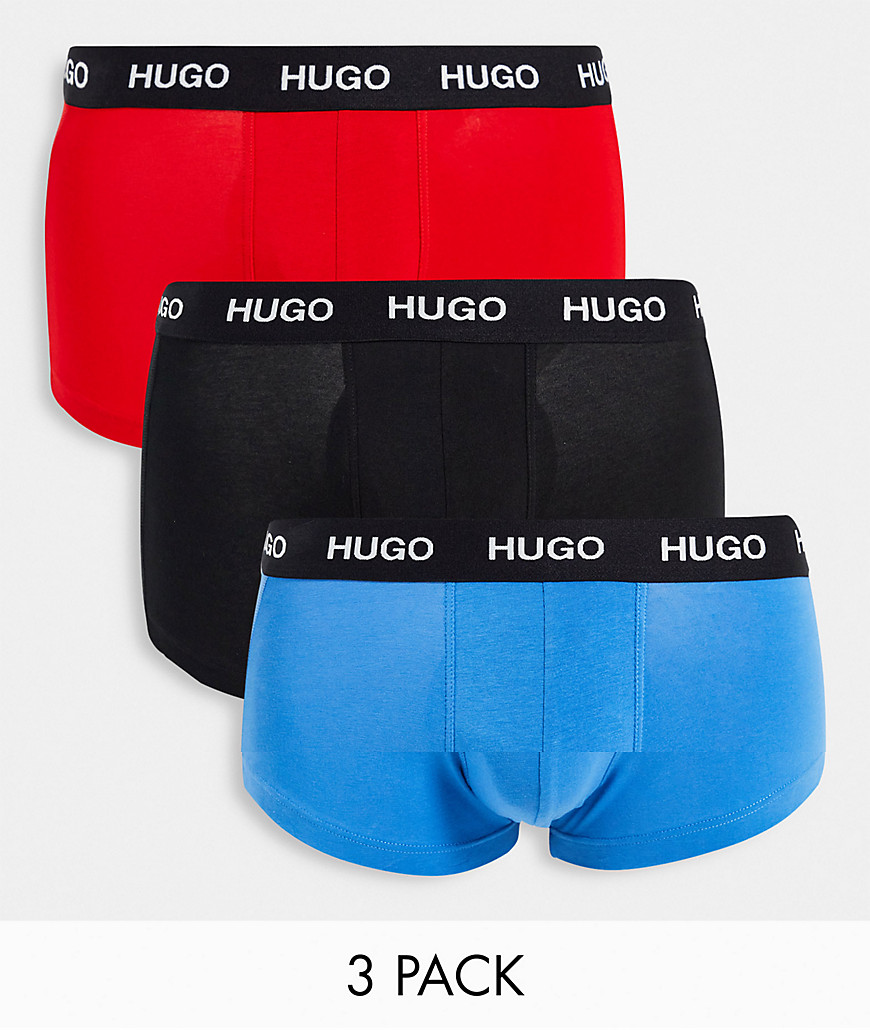 HUGO - Set van 3 boxershorts met logo op de tailleband in blauw/rood/marineblauw-Veelkleurig