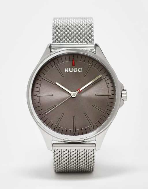Hugo – Silverfärgad armbandsklocka för män med grå urtavla 1530135