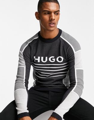 Hugo Skathom knitted jumper in black  - ASOS Price Checker