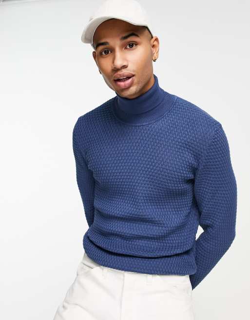 HUGO - Smati - Maglione con collo alto a nido d'ape