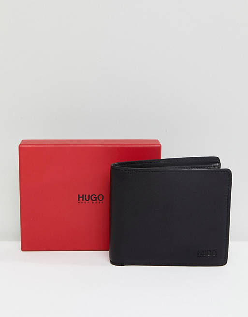 HUGO Smooth Leather Wallet in Black | ASOS