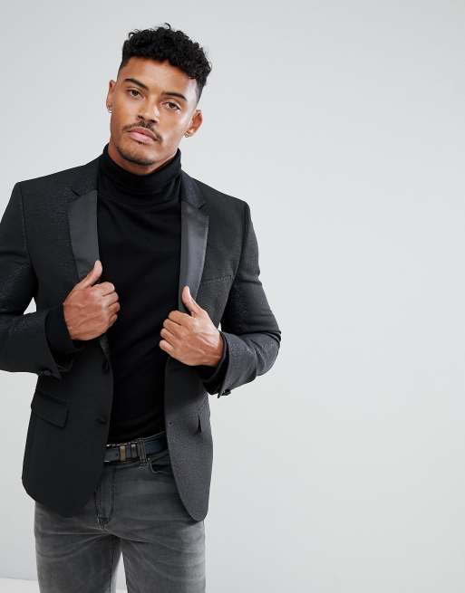 HUGO Sparkle Evening Blazer In Dark Navy