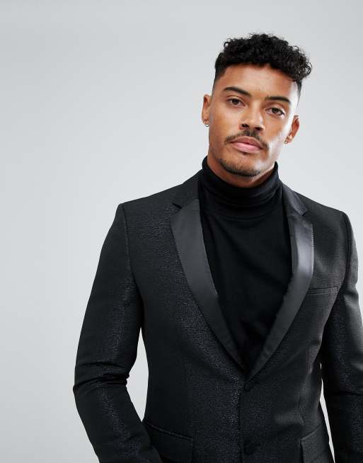 HUGO Sparkle Evening Blazer In Dark Navy