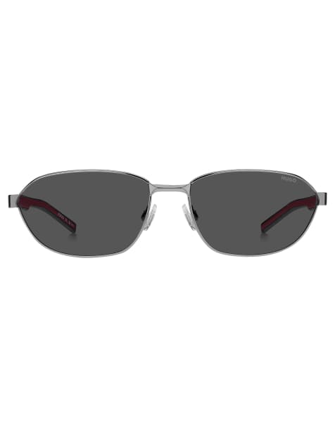Hugo square sunglasses in silver - view 1
