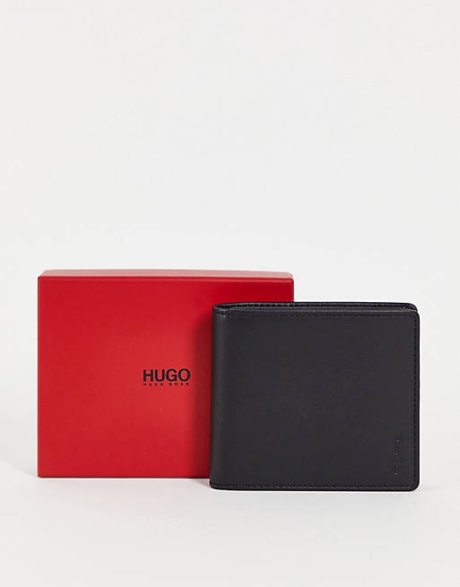 HUGO Subway billfold leather wallet with coin compartment in black