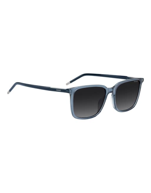 Hugo Sunglasses gafas de sol rectangulares con lentes degradadas grises en azul, 5 de 6