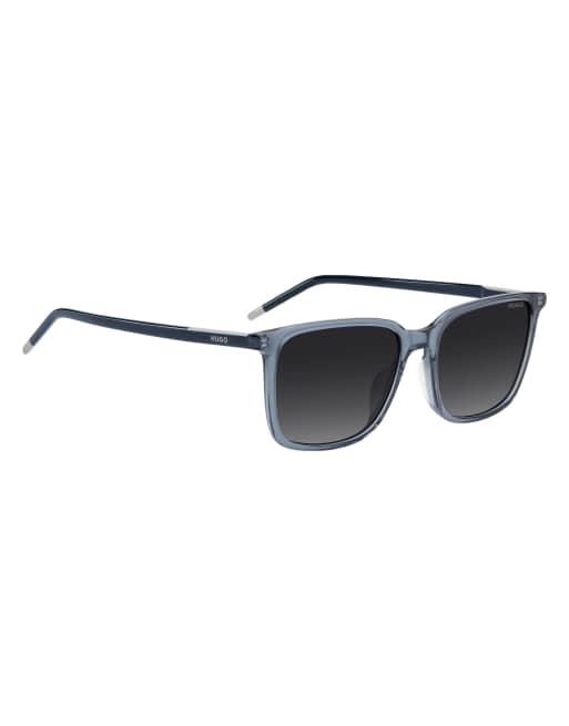 Hugo Sunglasses Hugo rectangular sunglasses with grey gradient lenses in blue, 6 of 6