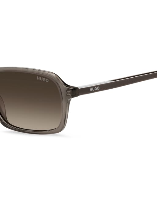 Hugo Sunglasses occhiali da sole rettangolari con lenti sfumate marroni, marrone, 4 di 6