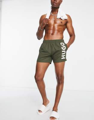 Boss Men HUGO Men's Cotton Swim Shirt Vertical Logo, Short