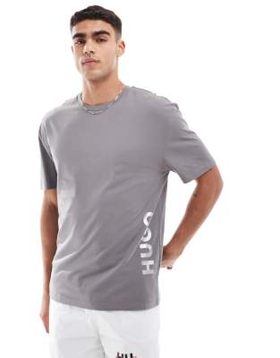 BOSS Bodywear HUGO Swimwear relaxed t-shirt in grey with placement logo