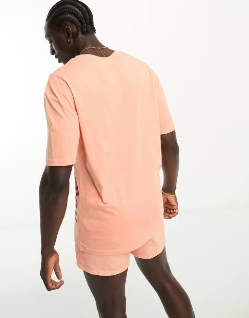 HUGO - T-shirt da mare comoda rosso pastello chiaro, 2 di 4