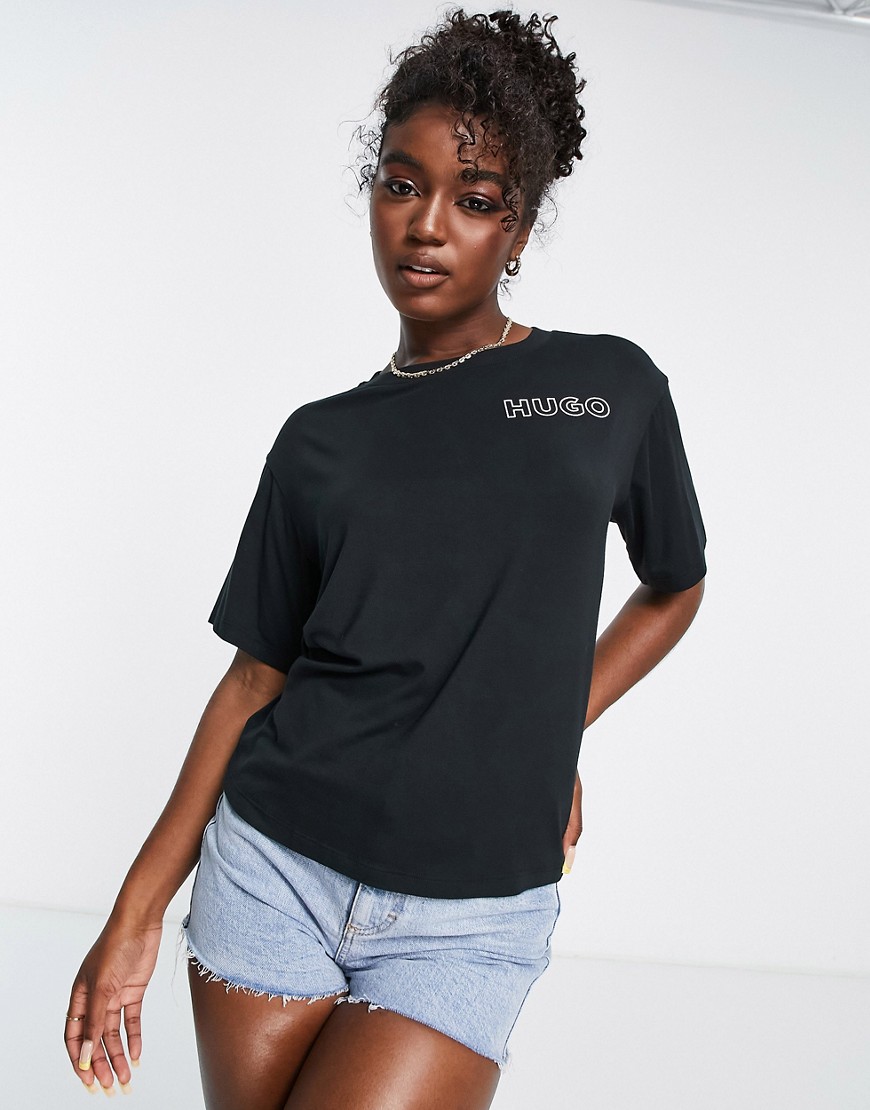 T-shirt nera con logo-Nero - HUGO Bodywear T-shirt donna  - immagine2