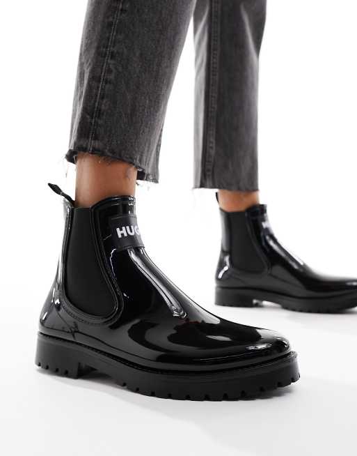 HUGO Tabita rain boots in black ASOS