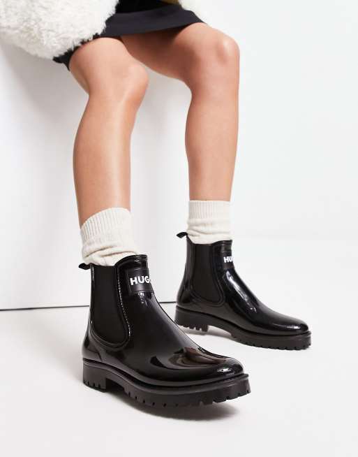 HUGO Tabita short wellie boots in black | ASOS