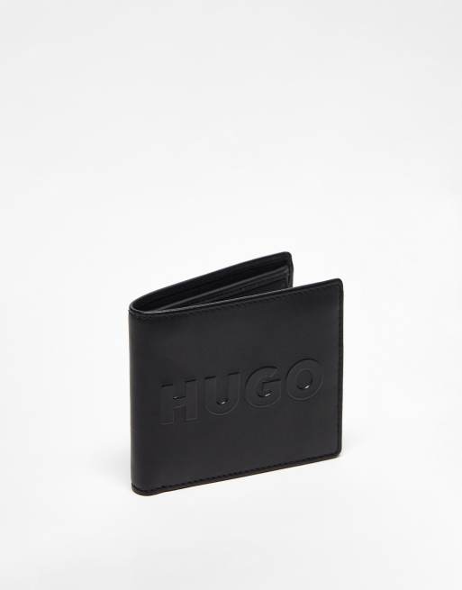Hugo – Tyler – Svart, vikbar plånbok i läder med logga och myntficka