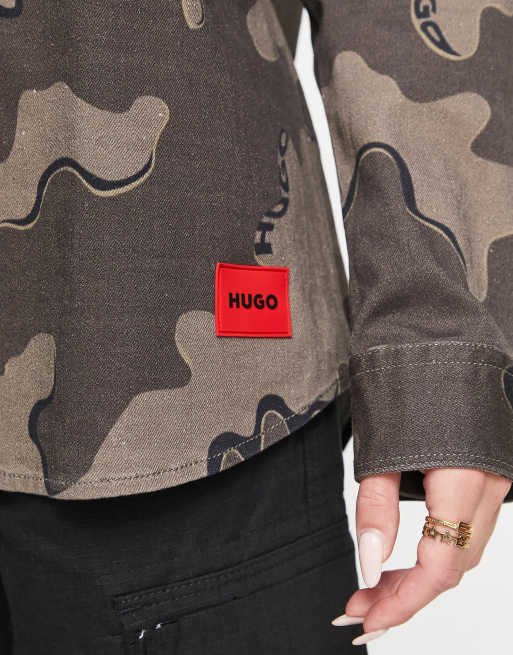 HUGO - Relaxed-fit overshirt in camouflage-print stretch-cotton twill