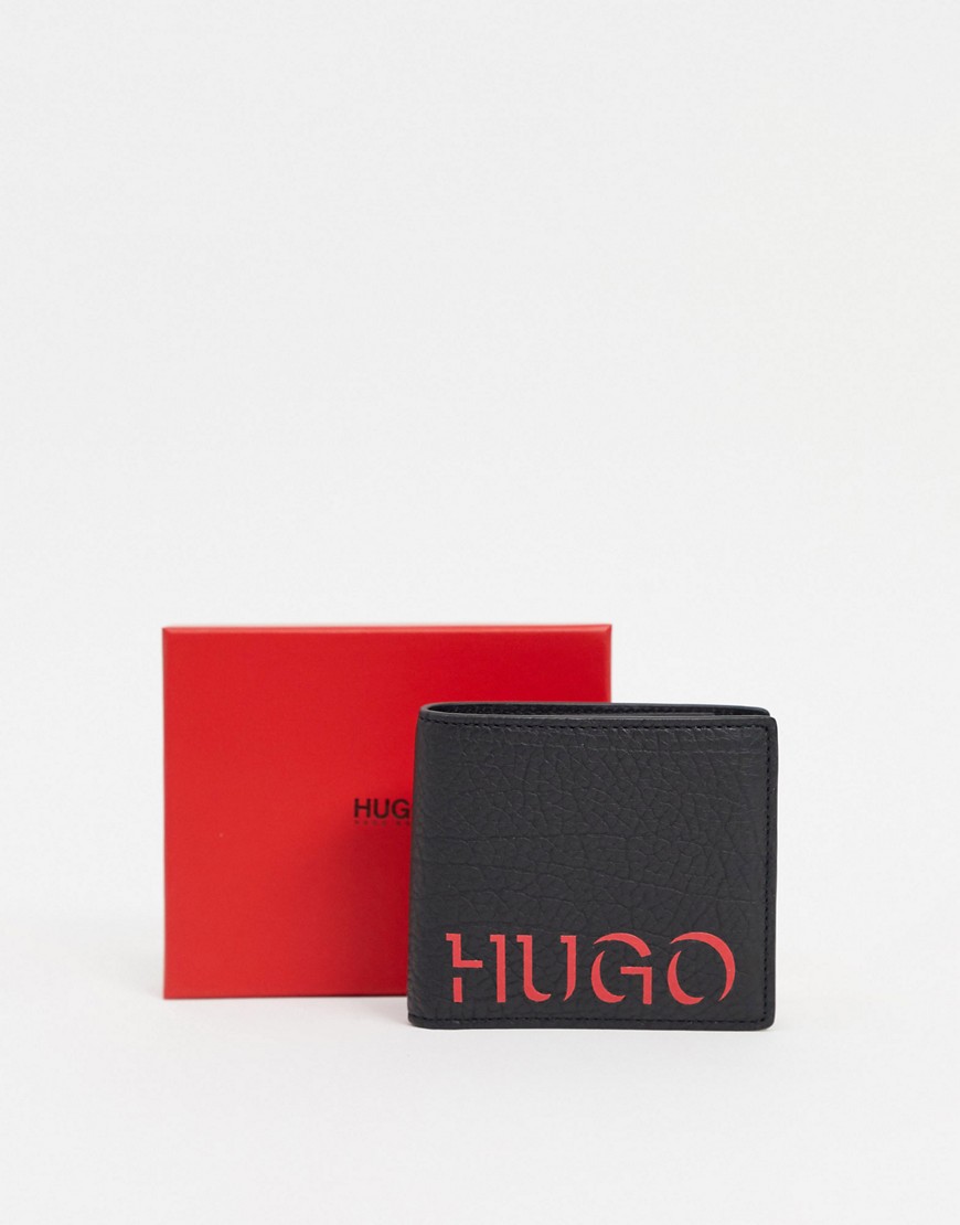 HUGO Victorian billfold leather wallet-Black