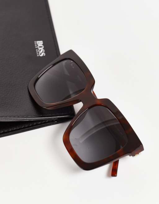 Hugo - Vierkante zonnebril met dik montuur in havana tortoise, 4 van 4