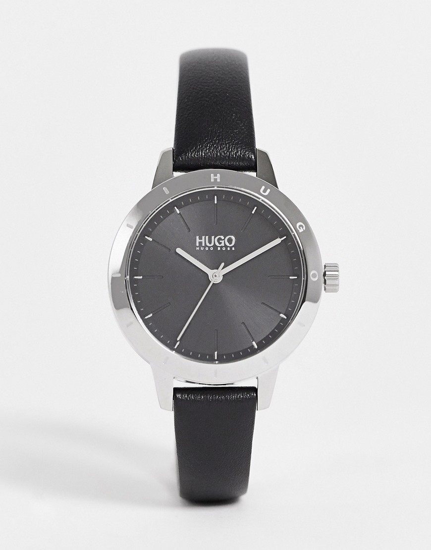 Hugo women's leather watch in black 1540103