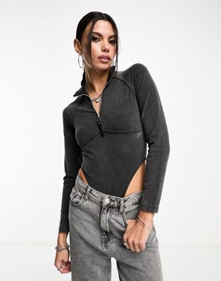 HUGO x Bella Poarch high rise long sleeve bodysuit in black - ASOS Price Checker