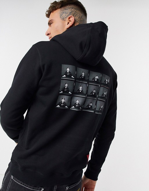 HUGO X David Bowie Heroes back print hoodie in black