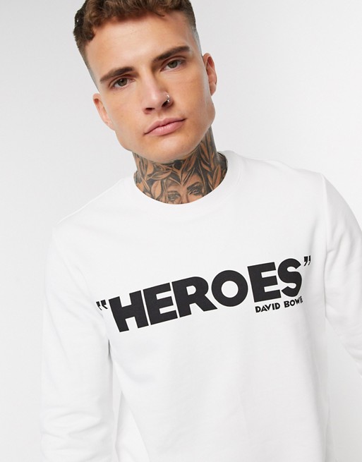 HUGO X David Bowie Heroes chest print sweat in white