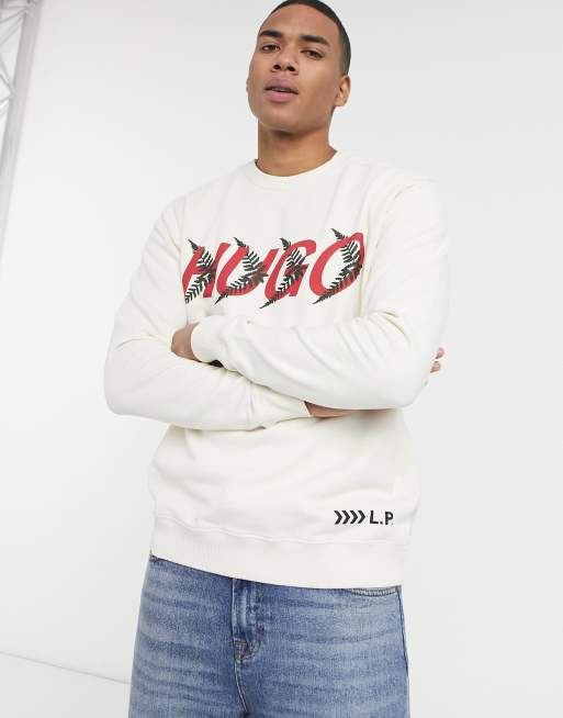 HUGO x Liam Payne Dikazie crewneck sweatshirt in cream