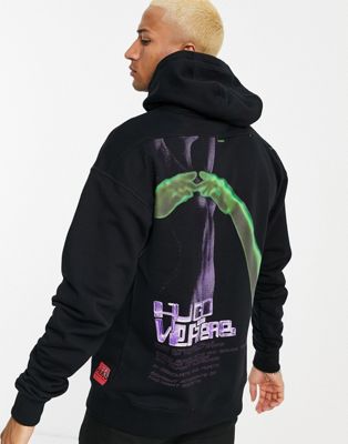 Hugo x Vertere Dullie overhead hoodie with back print in black