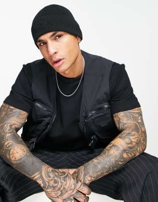 Hugo Red Hugo Xevo logo beanie hat-Black