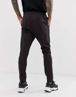 pinstripe drawstring trousers