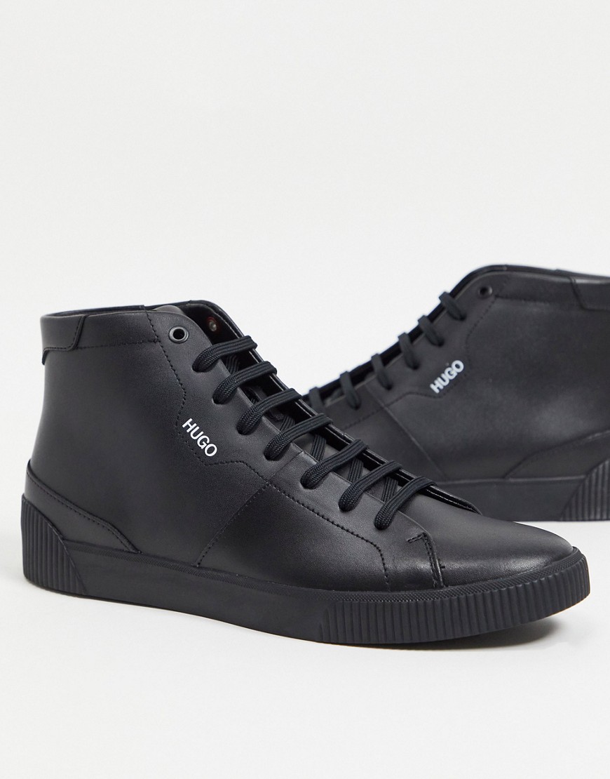 HUGO - Zero Hito - Hoge leren sneakers in zwart