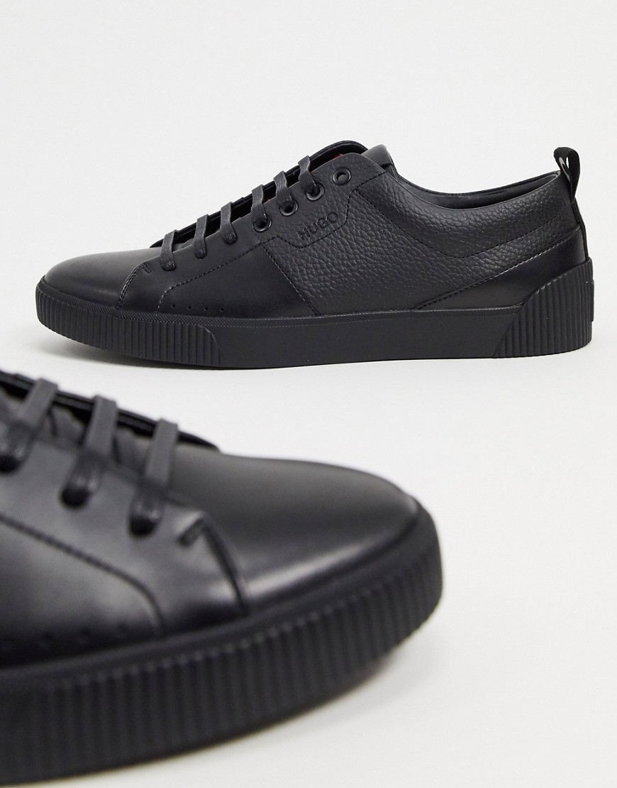 Hugo Zero Tenn Leather Sneakers In Black