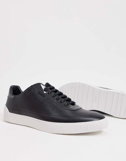 HUGO Zero Tenn leather trainer in black | ASOS