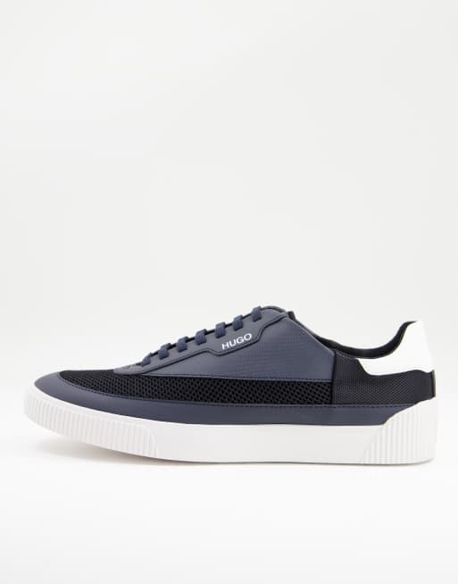 HUGO - Zero Tenn - Sneakers in rete e pelle mista, colore blu navy