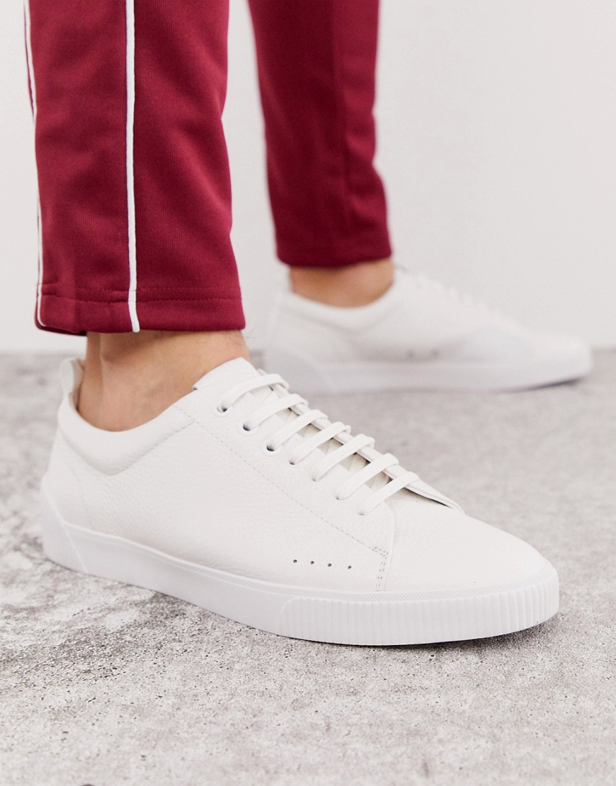 HUGO – Zero – Vita sneakers i läder